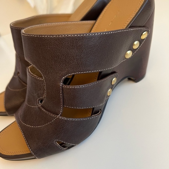 Tahari Brown Leather open Toe Sandals/ clogs - Picture 14 of 14